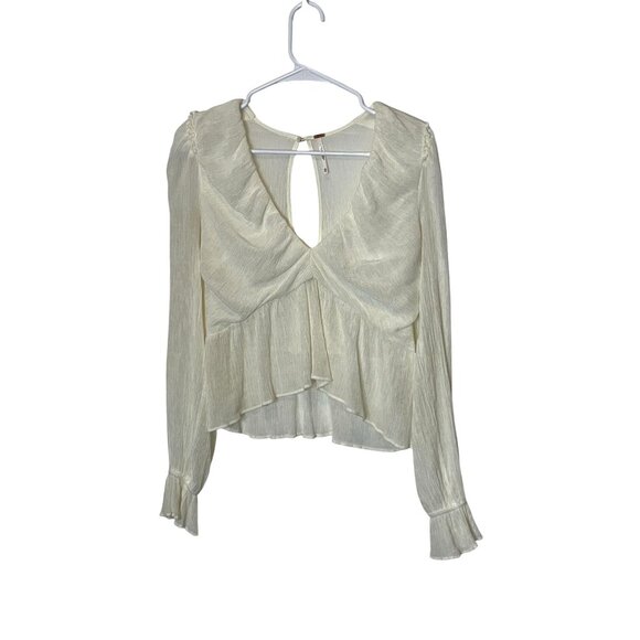 Free People Women's Frenchnilla Solid Long Sleeve Daia Blouse Top Size LS - Picture 2 of 10